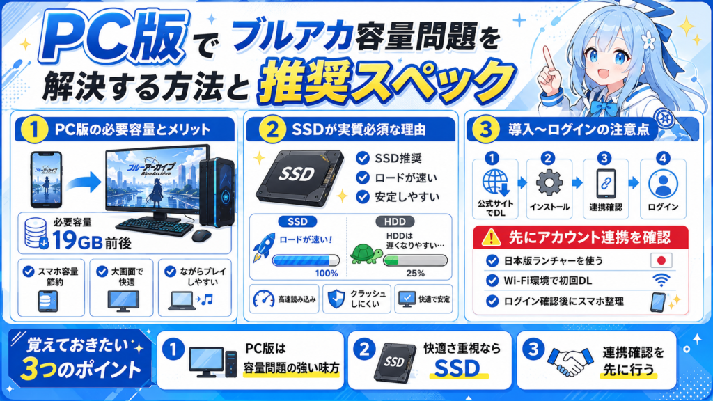 ブルアカPC版容量問題解決ガイド