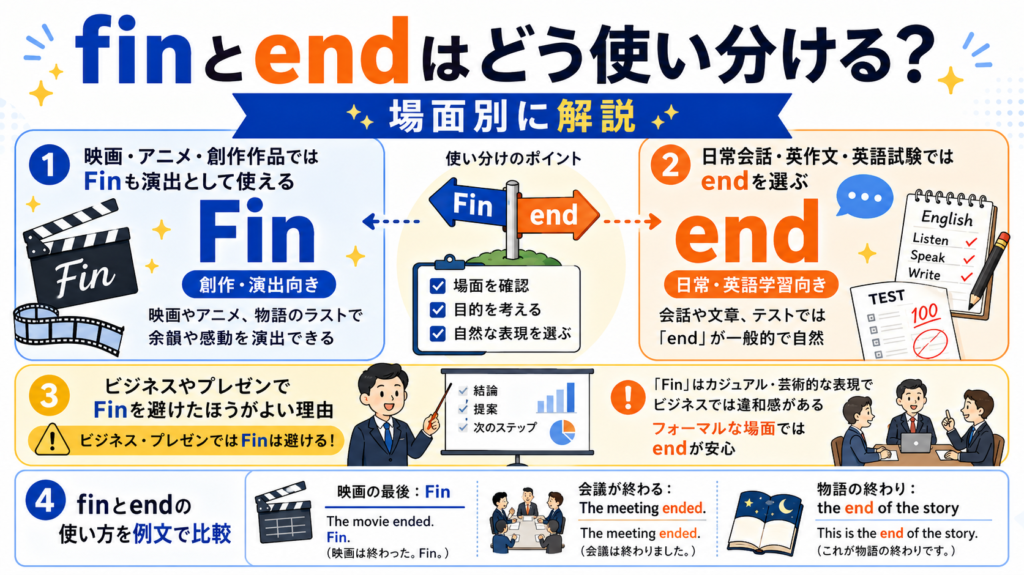 fin end 違い