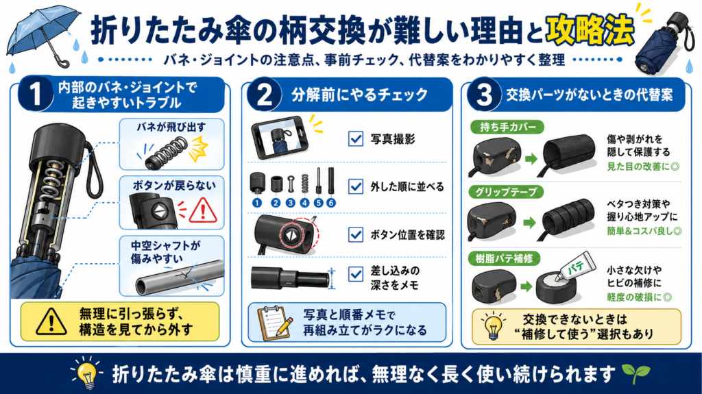 傘の柄交換