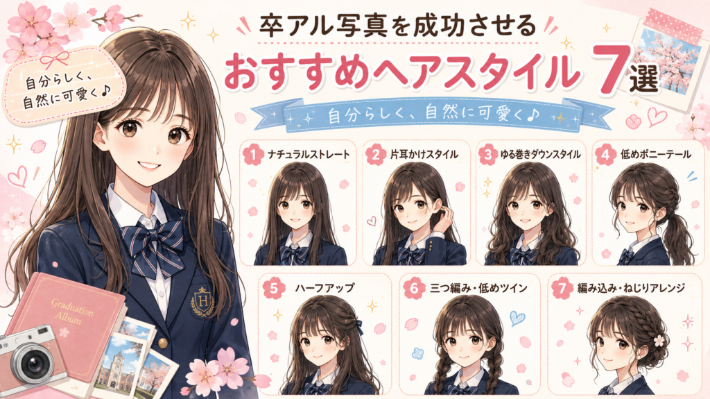 卒アル髪下ろすか結ぶか