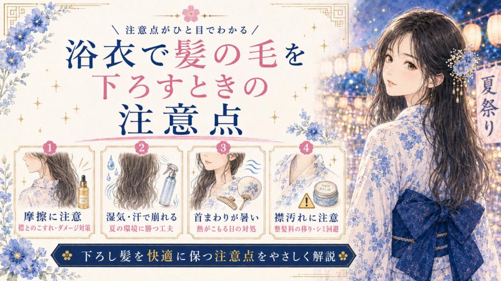 浴衣 髪の毛下ろす