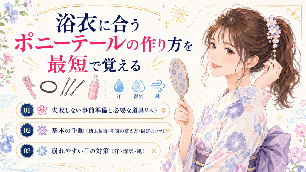 浴衣 髪型 ポニーテール