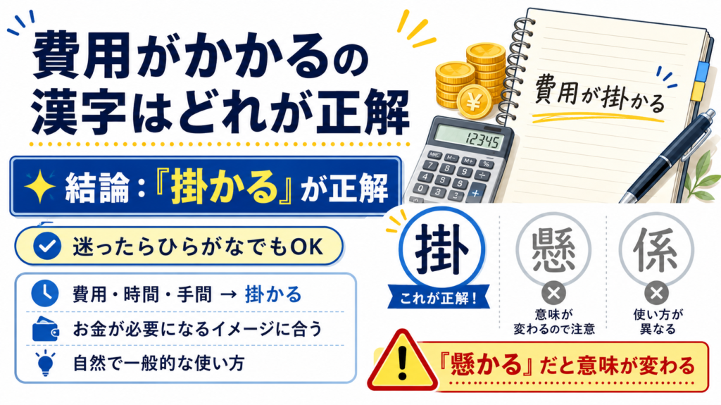 費用がかかる 漢字