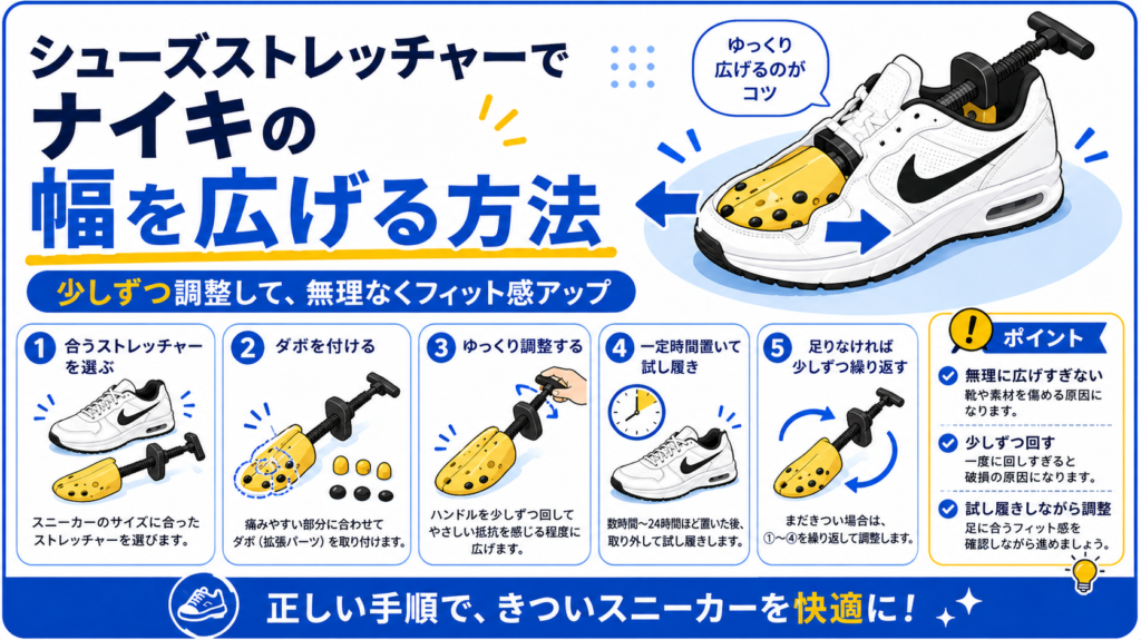 ナイキ スニーカー 幅 広げる